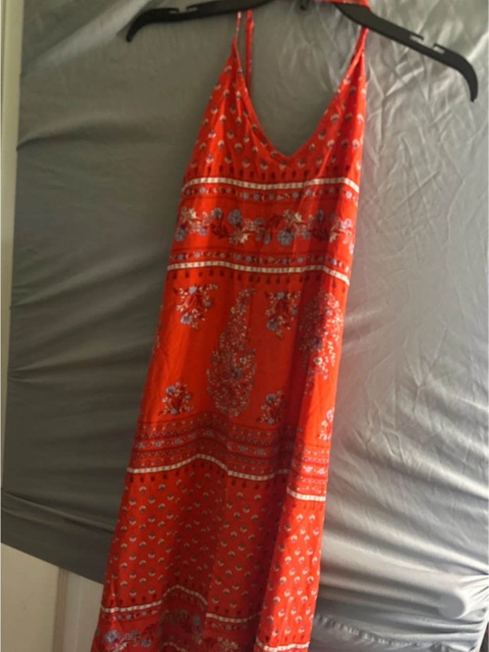 Old Navy Red Printed Spaghetti-Strap Maxi Dress